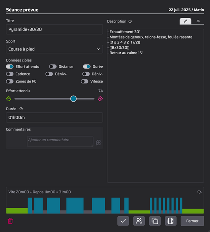 Copie d'écran d'une séance guidée (édition)